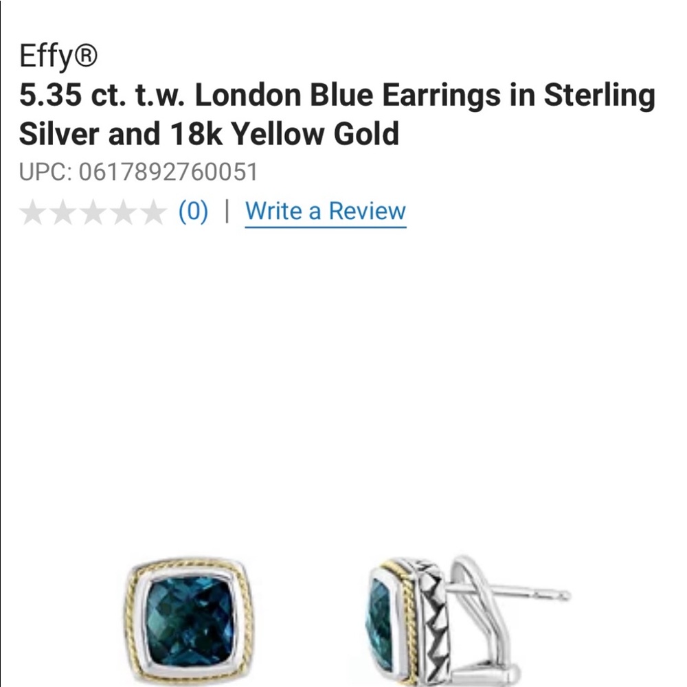 Belk & Co Effy London Blue Earrings in Sterling Silver & 18K Yellow Gold 5.35 ct